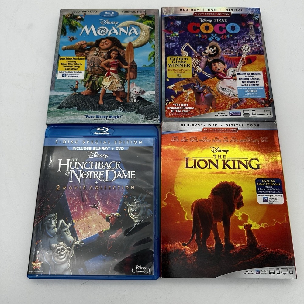 Lot Of 7 Used Blu-Ray Disney Toy Story 1-3, Moana, Coco, Lion King, Aladdin - Picture 2 of 3